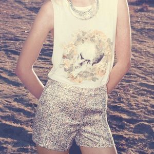 ASTR high waisted floral jacquard shorts